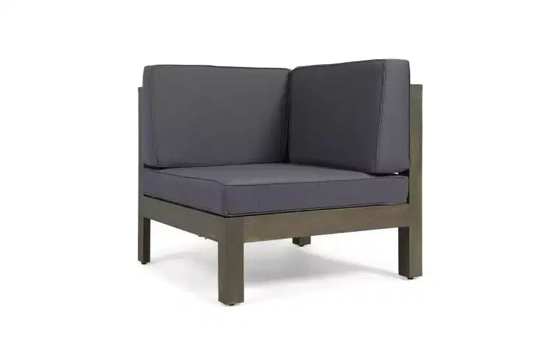 Christopher Knight Home Cynthia Ensemble de canapés de jardin modulables en L en bois d'acacia rembourrés à 5 places avec table basse