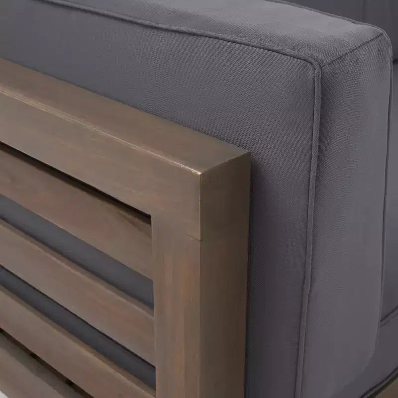 Christopher Knight Home Cynthia Ensemble de canapés de jardin modulables en L en bois d'acacia rembourrés à 5 places avec table basse