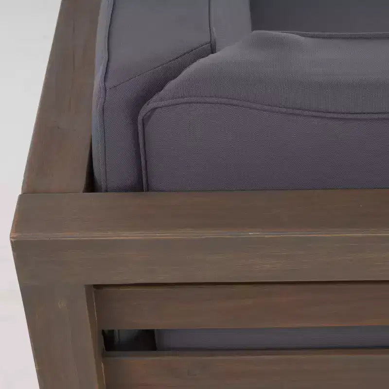 Christopher Knight Home Cynthia Ensemble de canapés de jardin modulables en L en bois d'acacia rembourrés à 5 places avec table basse