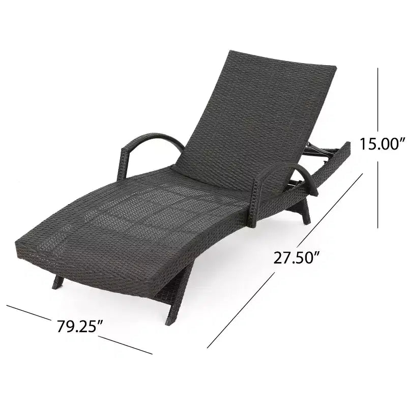 Ensemble chaise longue et table pliantes réglables en osier GDFStudio Olivia