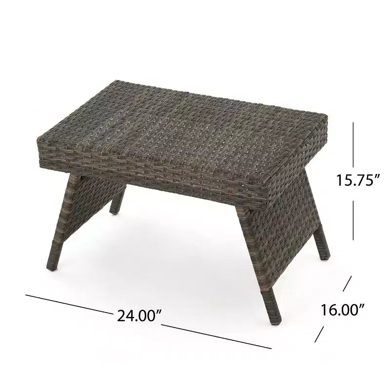 Ensemble chaise longue et table pliantes réglables en osier GDFStudio Olivia