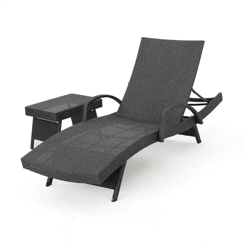 Ensemble chaise longue et table pliantes réglables en osier GDFStudio Olivia