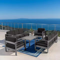 GDFStudio Crested Bay Outdoor Aluminum 8 Seater Chat Set with Cushions