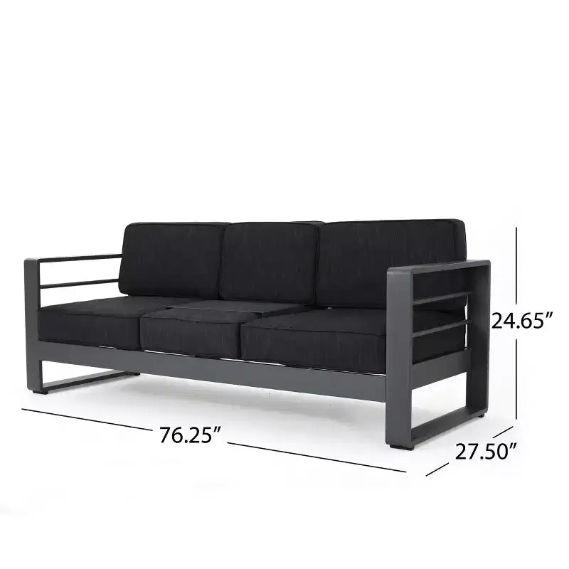 GDFStudio Crested Bay Salon de jardin 8 places en aluminium avec coussins
