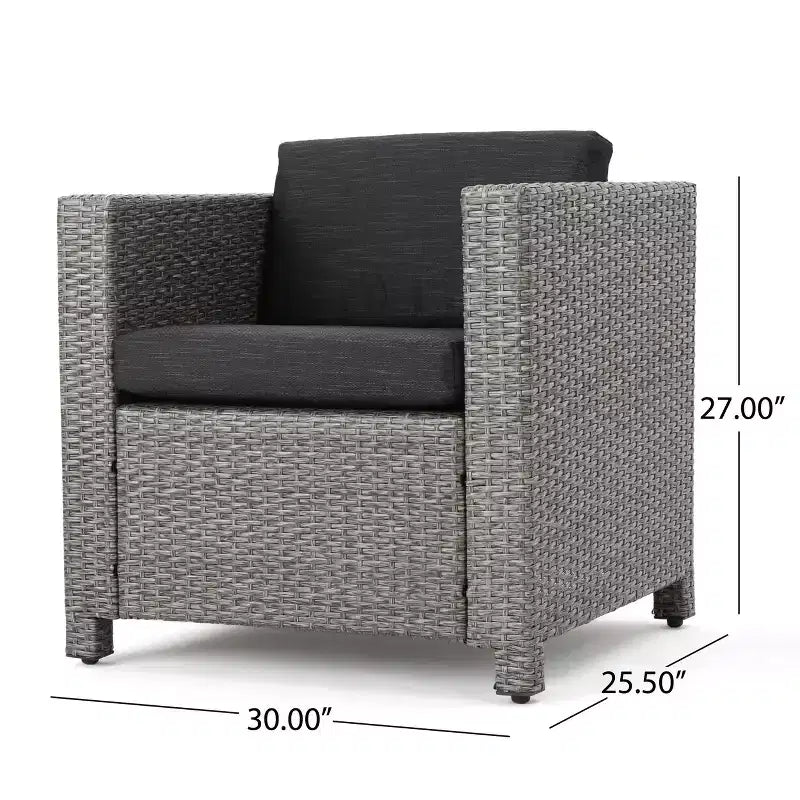 Christopher Knight Home Overton Ensemble 5 pièces de fauteuils de jardin et de foyer d'extérieur en osier avec coussins