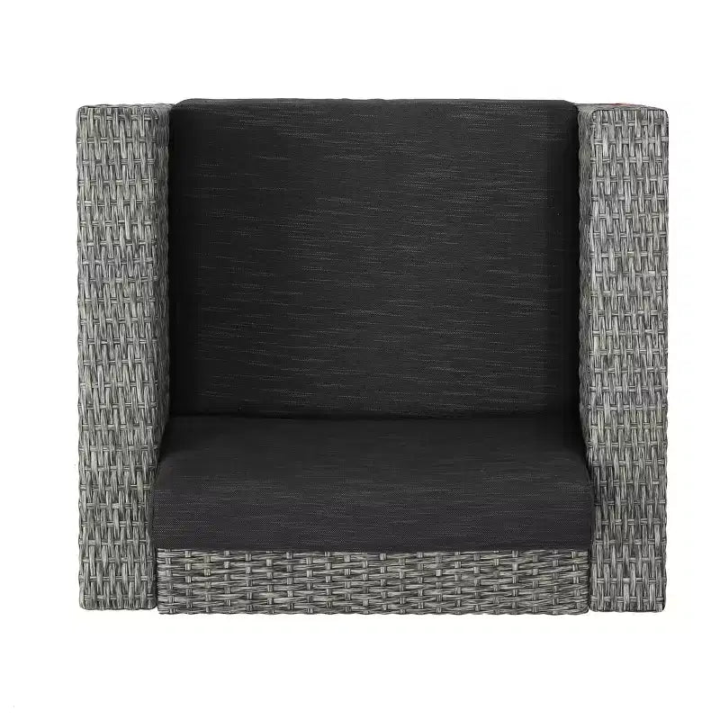 Christopher Knight Home Overton Ensemble 5 pièces de fauteuils de jardin et de foyer d'extérieur en osier avec coussins