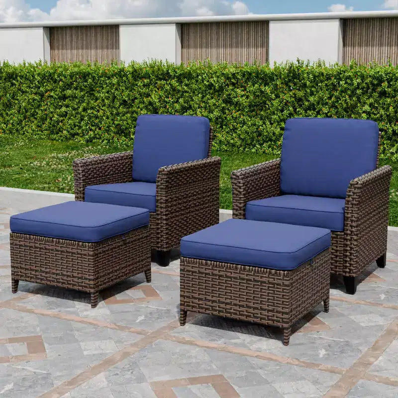 EAGLE PEAK Ocean Vista Ensemble de salon de jardin 4 pièces en osier, Ensemble de fauteuils de conversation et de salle à manger en osier varié avec coussins