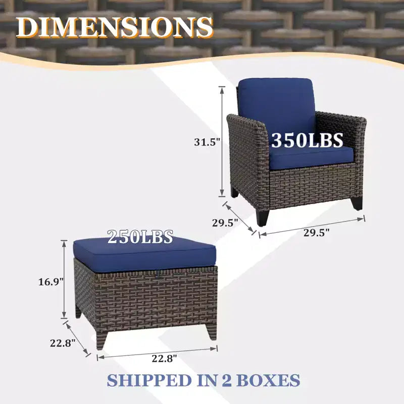 EAGLE PEAK Ocean Vista Ensemble de salon de jardin 4 pièces en osier, Ensemble de fauteuils de conversation et de salle à manger en osier varié avec coussins