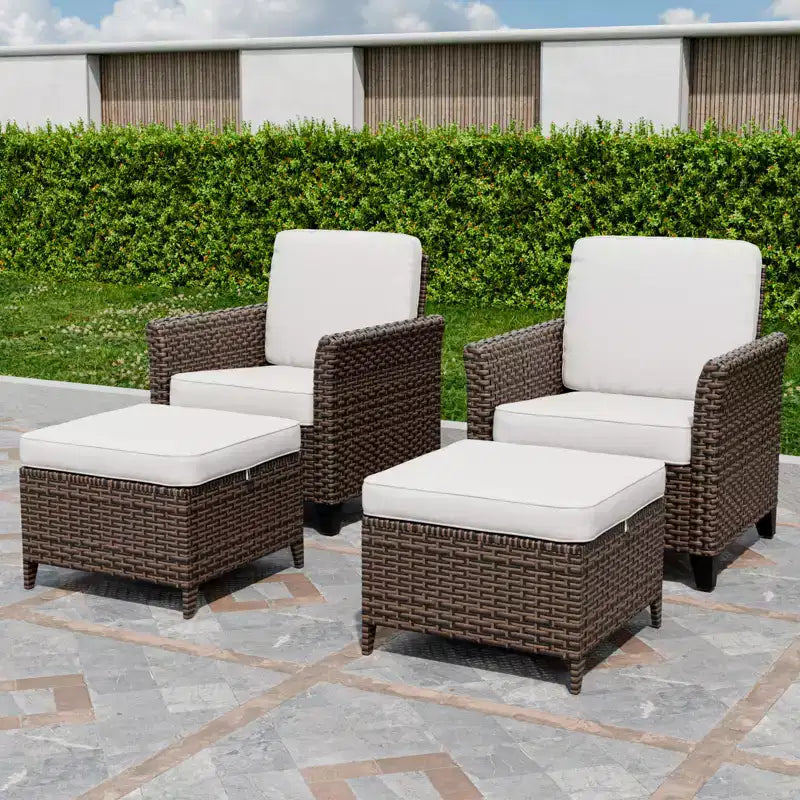 EAGLE PEAK Ocean Vista Ensemble de salon de jardin 4 pièces en osier, Ensemble de fauteuils de conversation et de salle à manger en osier varié avec coussins
