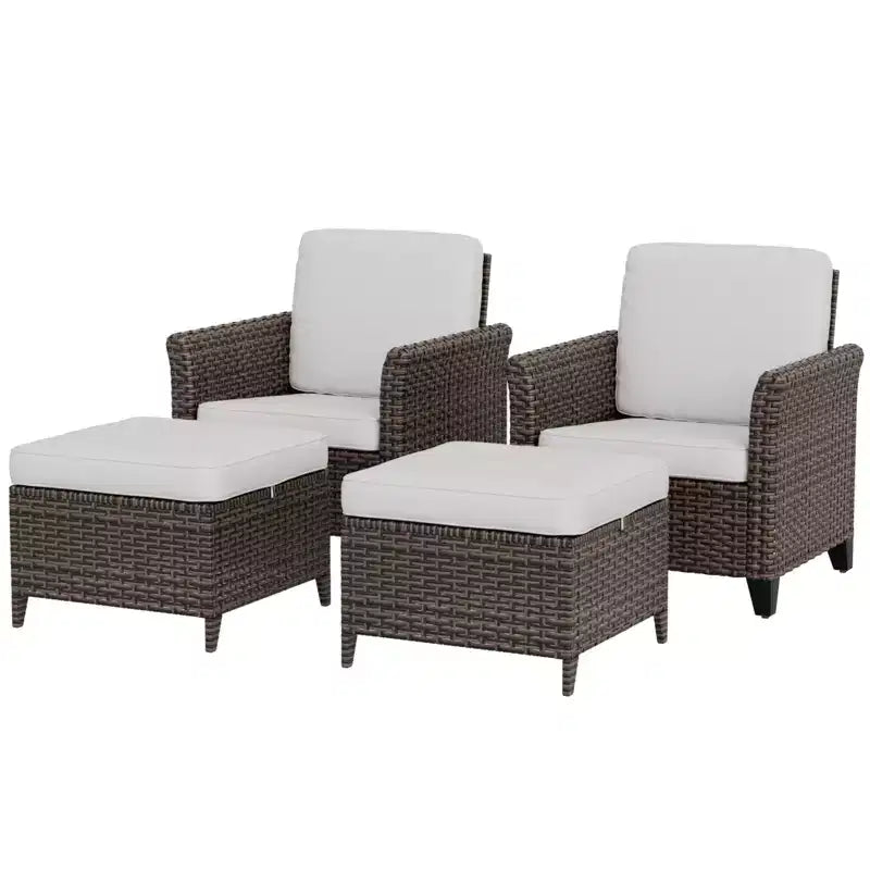 EAGLE PEAK Ocean Vista Ensemble de salon de jardin 4 pièces en osier, Ensemble de fauteuils de conversation et de salle à manger en osier varié avec coussins
