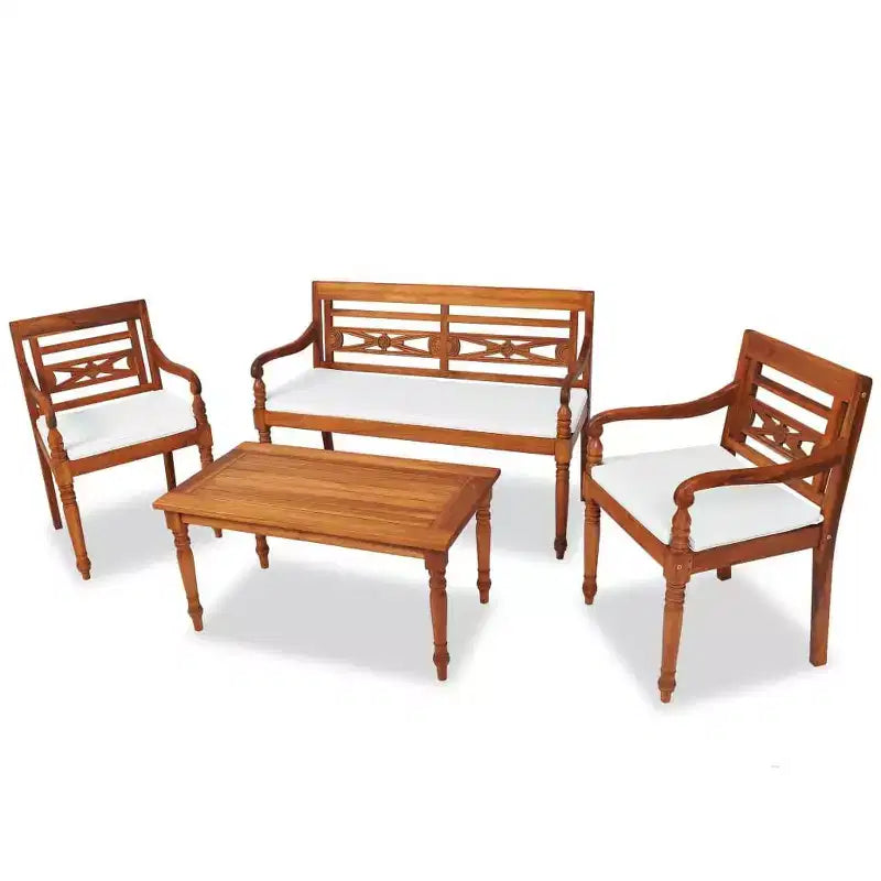 vidaXL Patio Furniture Set Set of 4 Brown Teak Wood Medium Durable