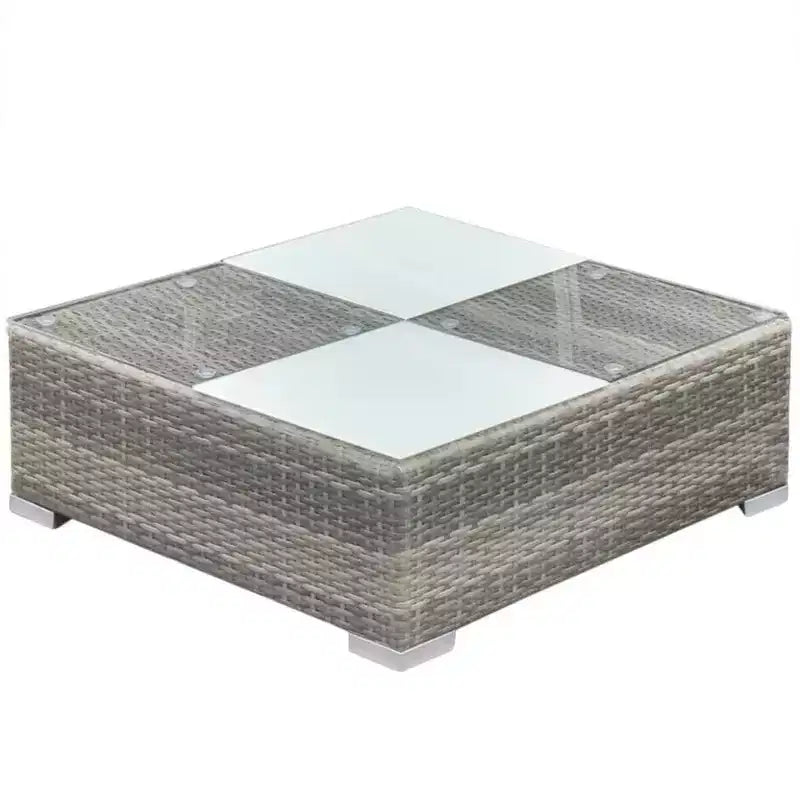 vidaXL Ensemble de meubles de jardin gris en résine tressée modulaire moyen