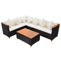vidaXL 4-Piece Black Poly Rattan Patio Lounge Set with Cushions - Weather-Resistant Outdoor Comfort for Garden & Patio