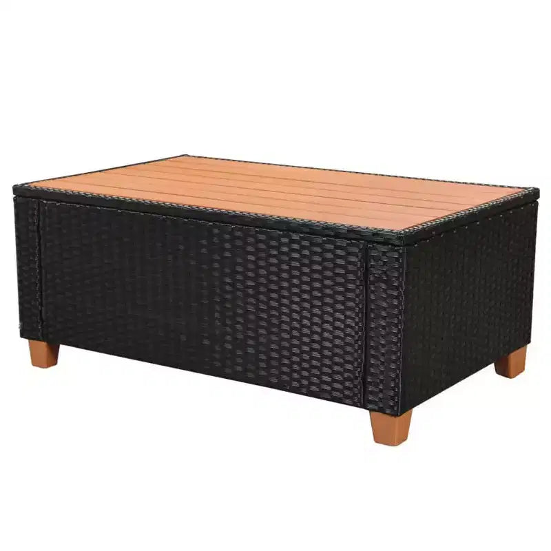 vidaXL Ensemble de salon de jardin 4 pièces en résine tressée noire avec coussins - Confort extérieur résistant aux intempéries pour jardin et terrasse