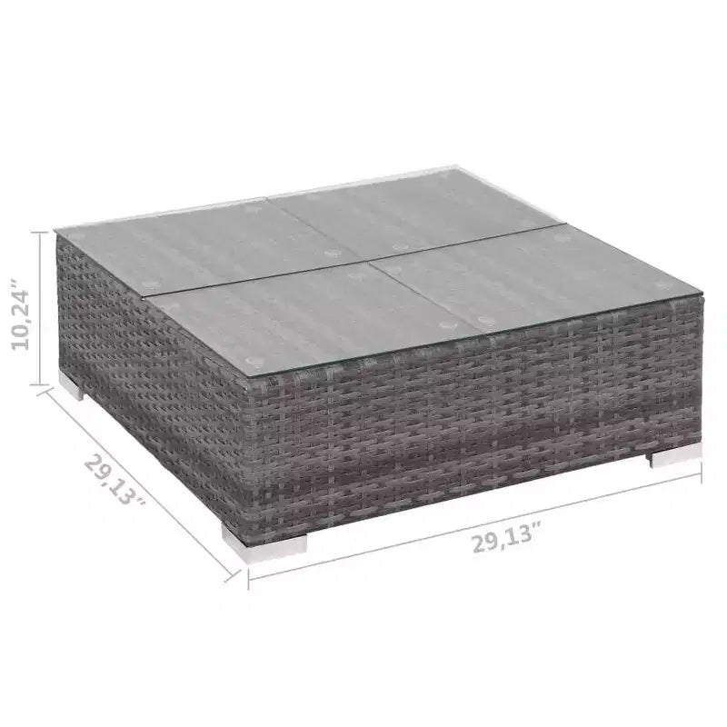 vidaXL Salon de jardin 8 pièces gris en résine tressée avec coussins, canapés d'angle et centraux, table basse et pouf - Mobilier de jardin intérieur/extérieur
