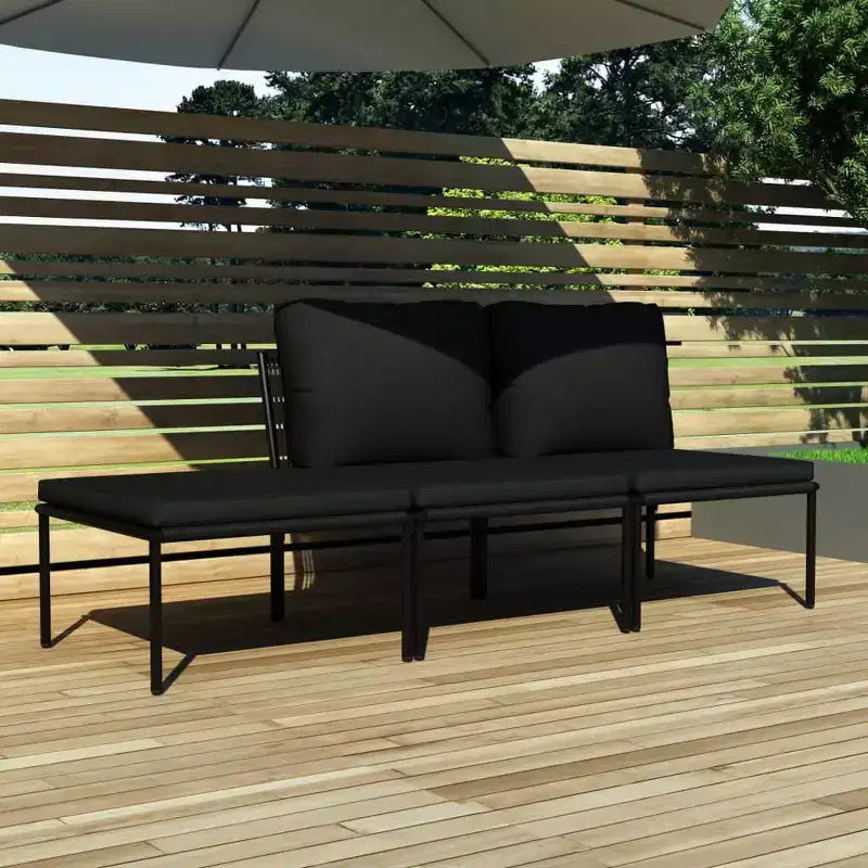 vidaXL Salon de jardin PVC noir avec table et chaises
