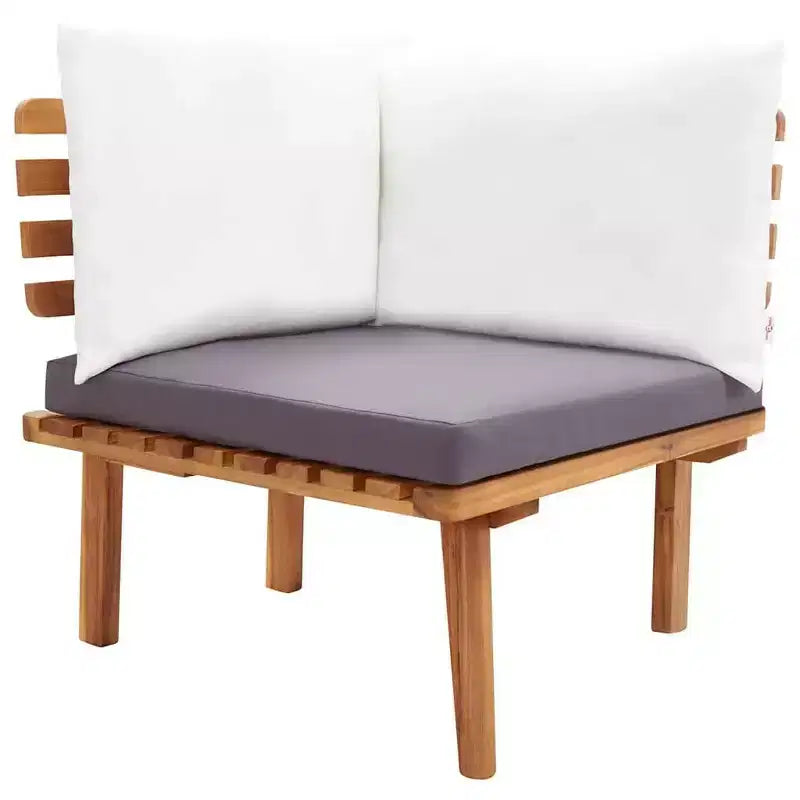 vidaXL Salon de jardin naturel, gris foncé, blanc