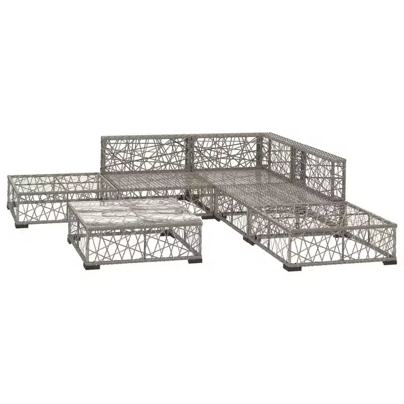 vidaXL Ensemble de canapés de jardin 6 pièces Résine tressée Gris Modulable