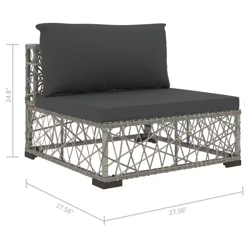 vidaXL Ensemble de canapés de jardin 6 pièces Résine tressée Gris Modulable