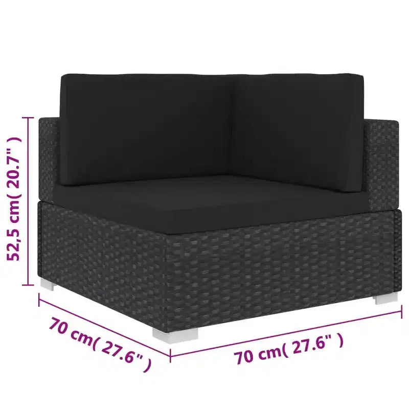 vidaXL Salon de jardin noir (rotin), noir (coussins)