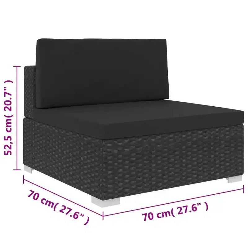 vidaXL Salon de jardin noir (rotin), noir (coussins)