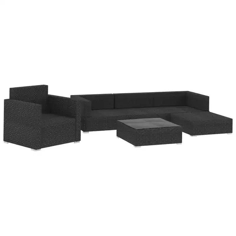 vidaXL Salon de jardin noir (rotin), noir (coussins)