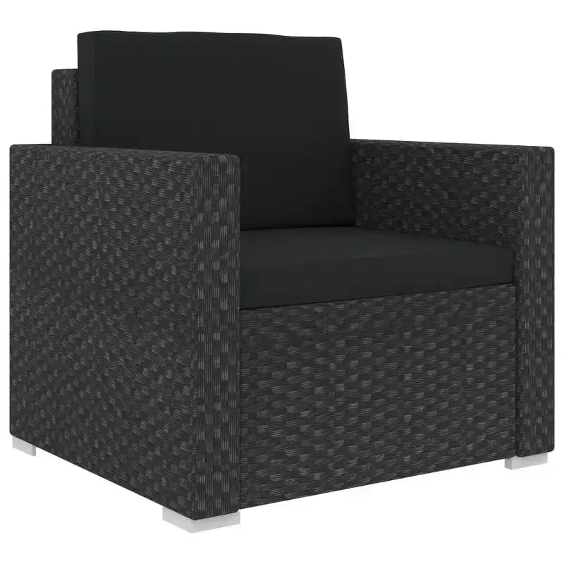 vidaXL Salon de jardin noir (rotin), noir (coussins)