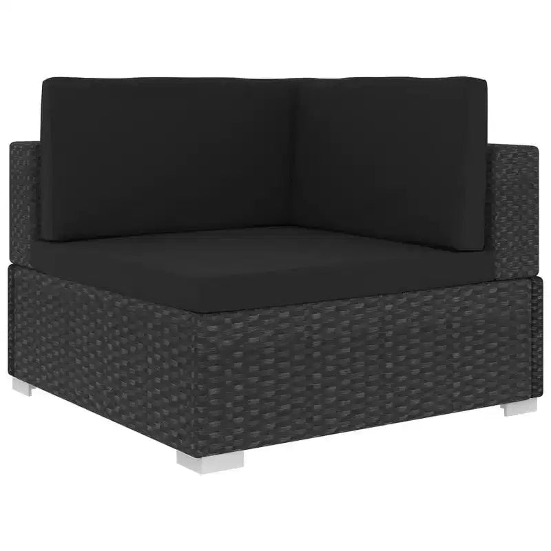 vidaXL Salon de jardin noir (rotin), noir (coussins)