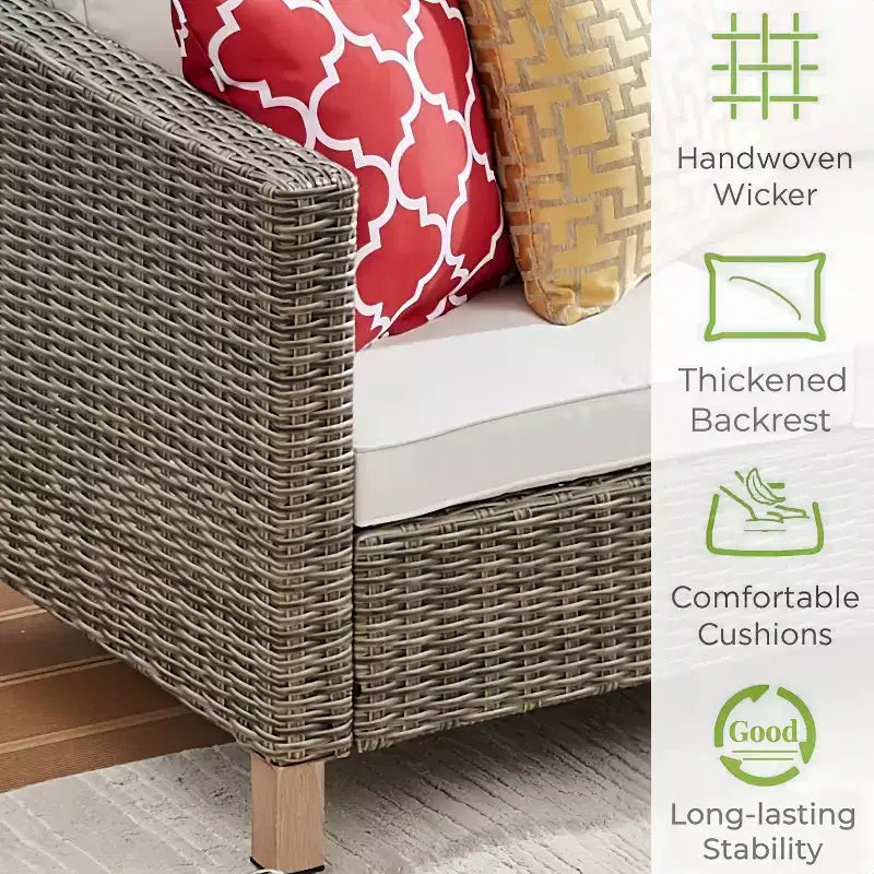 Ensembles de conversation de patio 8 pièces avec coussins et poufs