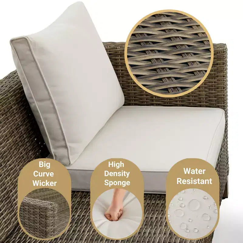 Salons de jardin 4 pièces avec coussins et table basse
