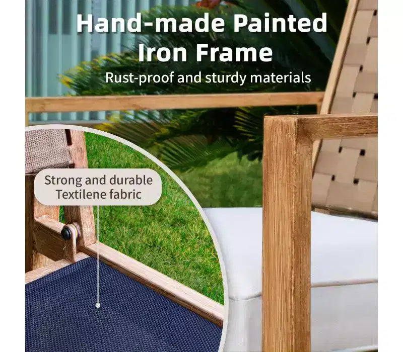 Ensemble de mobilier de patio en métal Bestier 4 pièces, ensembles de conversation de patio en rotin extérieur avec coussins doux pour jardin, cour, porche, bord de piscine