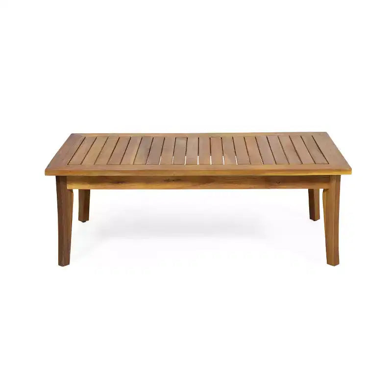 Christopher Knight Home Ted – Ensemble de conversation extérieur 4 pièces en bois d'acacia avec coussins et table basse à lattes