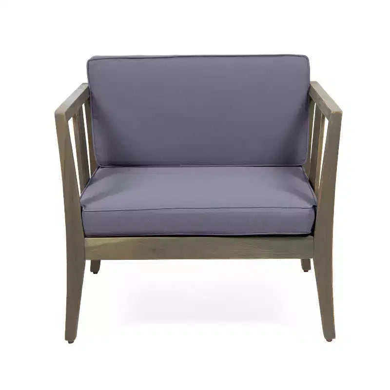 Christopher Knight Home Ted – Ensemble de conversation extérieur 4 pièces en bois d'acacia avec coussins et table basse à lattes