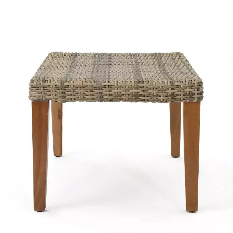 Christopher Knight Home Hampton Salon de jardin 6 places avec poufs en acacia et osier