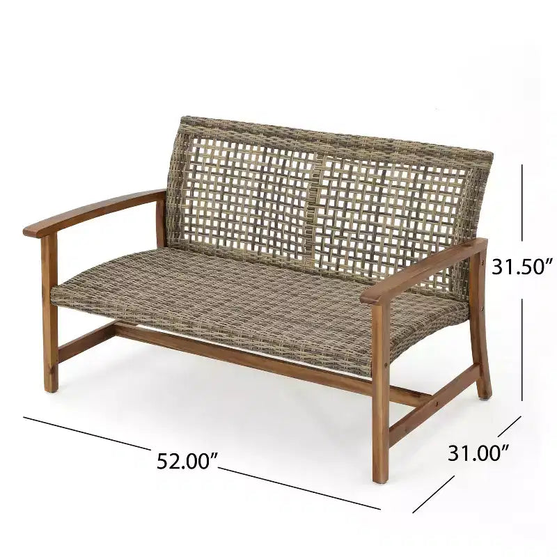 Christopher Knight Home Hampton Salon de jardin 6 places avec poufs en acacia et osier