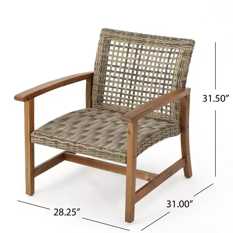 Christopher Knight Home Hampton Salon de jardin 6 places avec poufs en acacia et osier