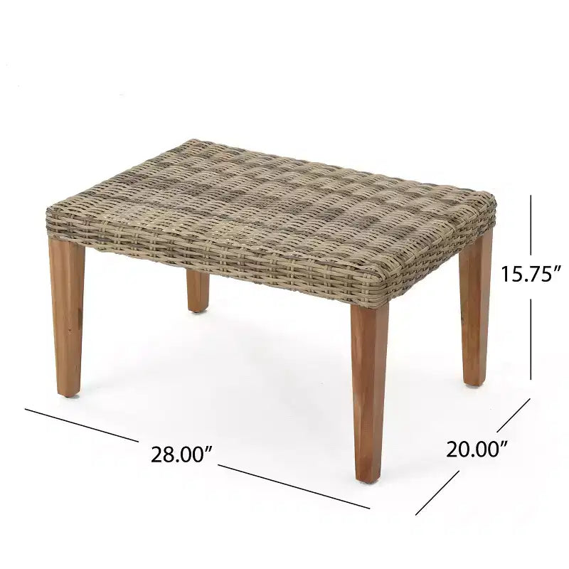 Christopher Knight Home Hampton Salon de jardin 6 places avec poufs en acacia et osier