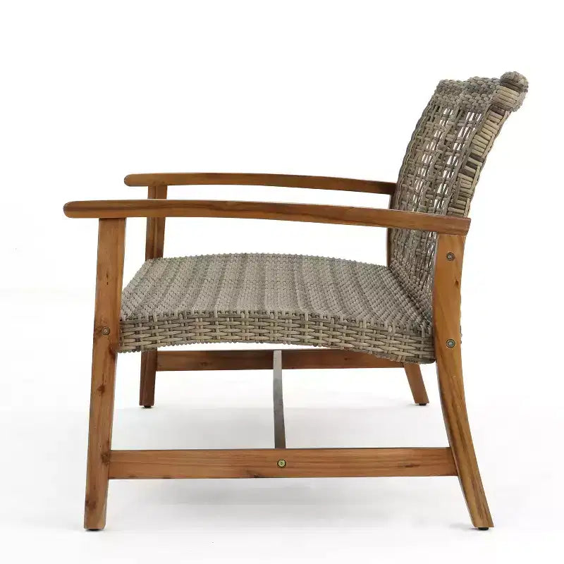 Christopher Knight Home Hampton Salon de jardin 6 places avec poufs en acacia et osier