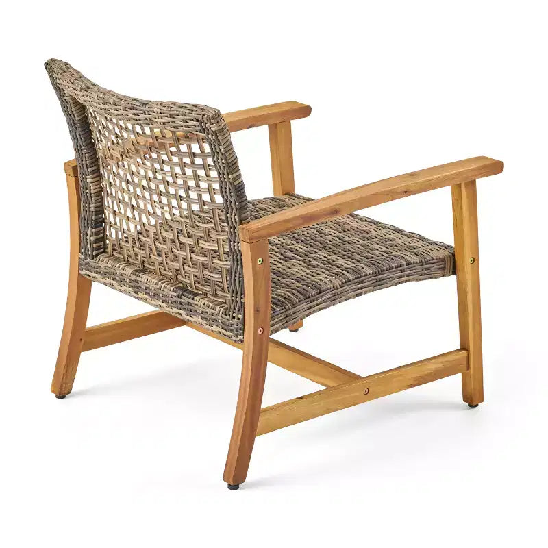 Christopher Knight Home Hampton Salon de jardin 6 places avec poufs en acacia et osier