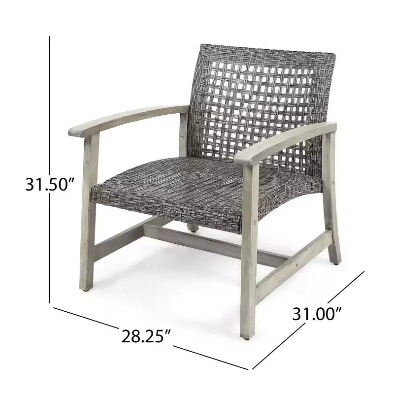 GDFStudio Savannah Ensemble de conversation 3 pièces en bois d'acacia et osier d'extérieur