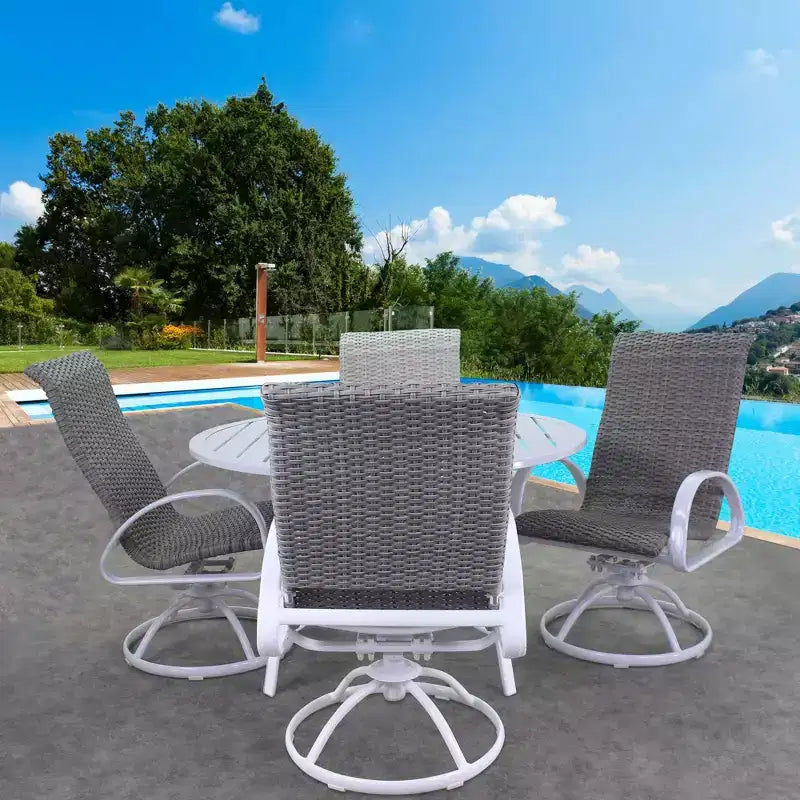 Fauteuil à bascule pivotant en aluminium avec siège en osier Courtyard Casual Santa Fe - Lot de 2