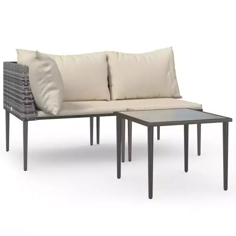 vidaXL Garden Lounge Set Gray PE rattan, steel, polyester Medium Modular