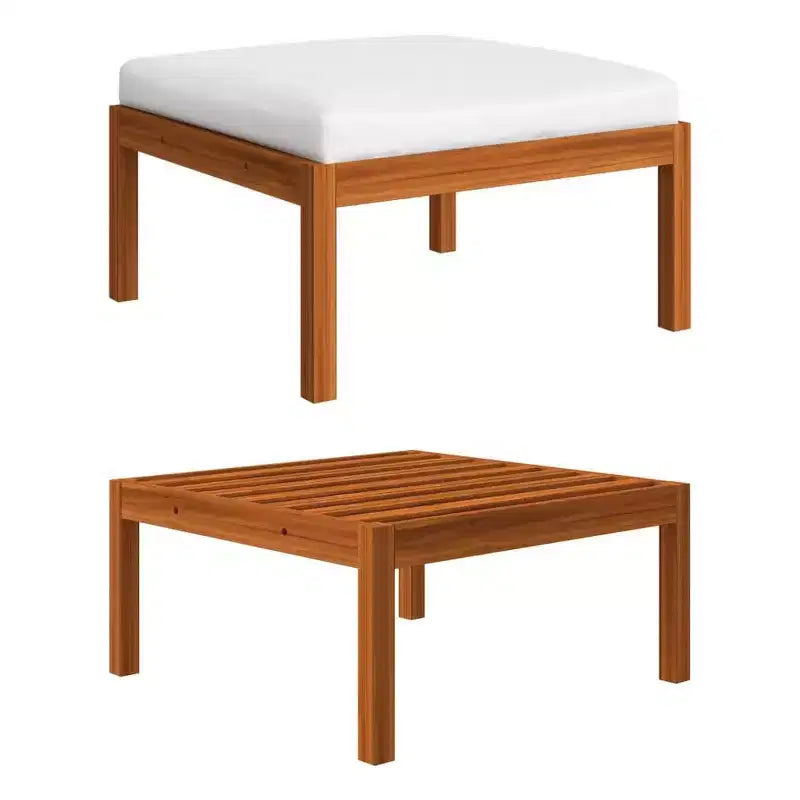 vidaXL Salon de jardin moderne 4 pièces - Crème, bois d'acacia massif avec coussins confortables - Design intemporel pour jardin, terrasse ou salon