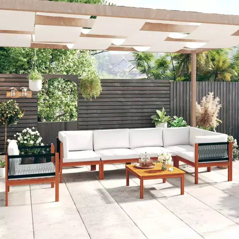 vidaXL Salon de jardin crème Bois d'acacia massif Grands sièges Nombreux