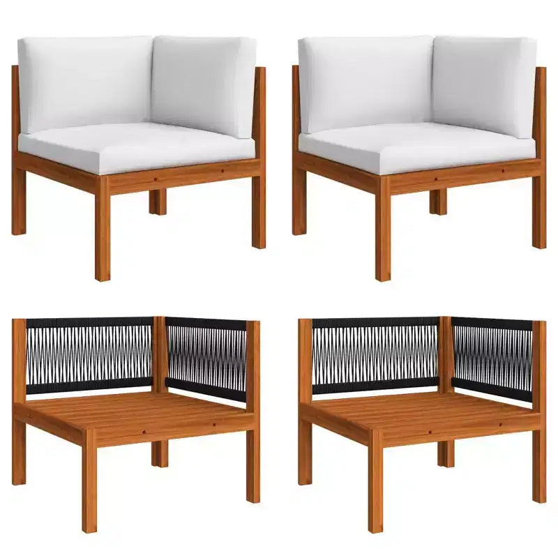 vidaXL Salon de jardin 8 pièces - Bois d'acacia massif avec coussins crème - Résistant aux intempéries, facile à nettoyer - Idéal pour le jardin, le patio et le salon