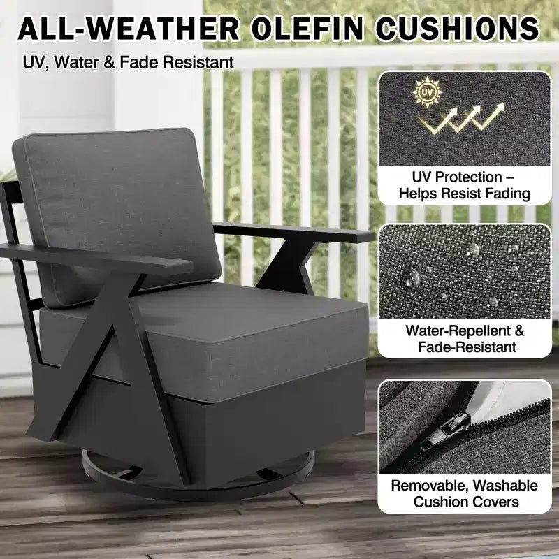 Ensemble de mobilier de jardin moderne EAGLE PEAK Urban Slate 7 pièces : canapé, fauteuils de patio, table basse et table d'appoint