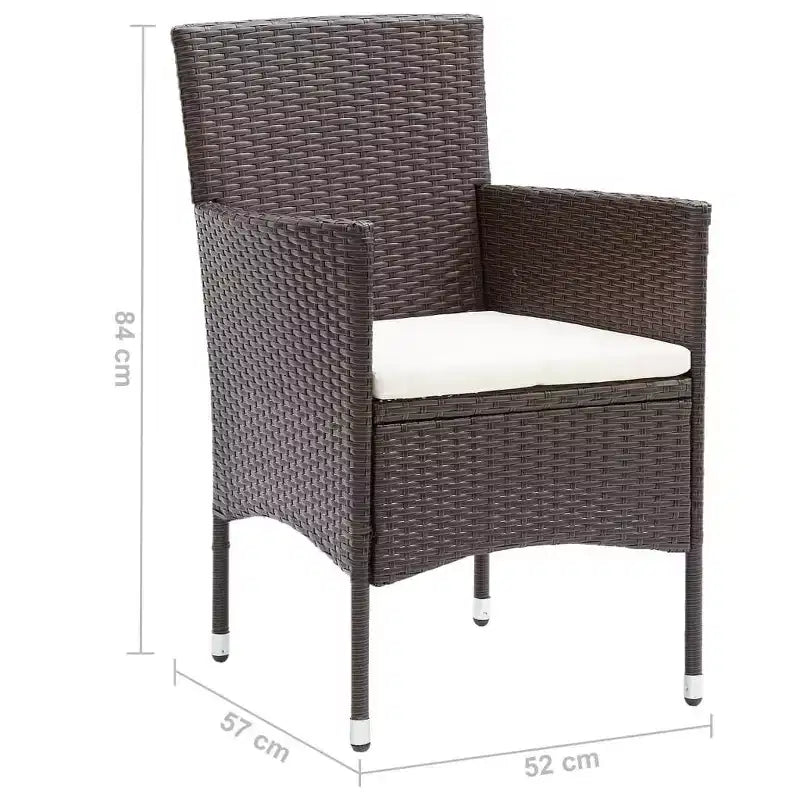 vidaXL Ensemble de salle à manger Marron, Blanc crème Résine tressée, Acier enduit de poudre, Verre