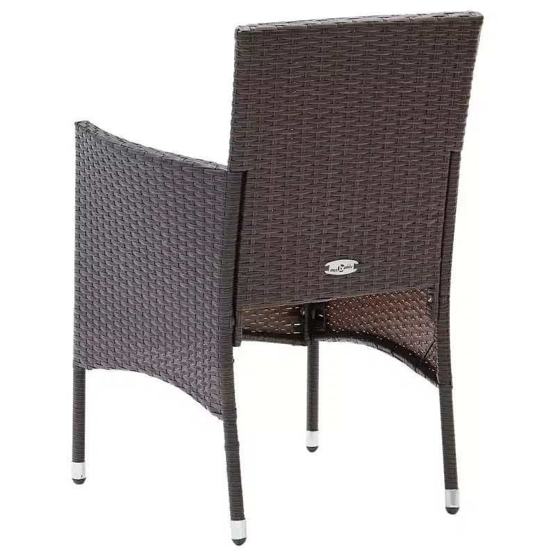 vidaXL Ensemble de salle à manger Marron, Blanc crème Résine tressée, Acier enduit de poudre, Verre