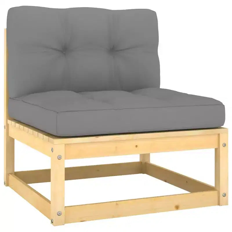 vidaXL Salon de jardin 7 pcs avec coussins Bois de pin massif - Naturel, coussin inclus