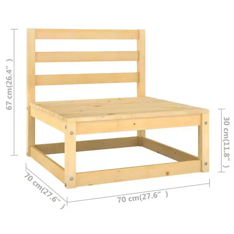 vidaXL Salon de jardin 7 pcs avec coussins Bois de pin massif - Naturel, coussin inclus